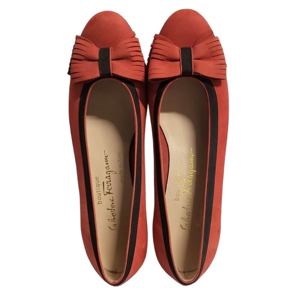 Salvatore Ferragamo Boutique Pink Suede Bow Shoes Sz 7 - Picture 3 of 14